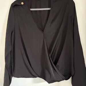 Michael Kors Charcoal Wrap Blouse